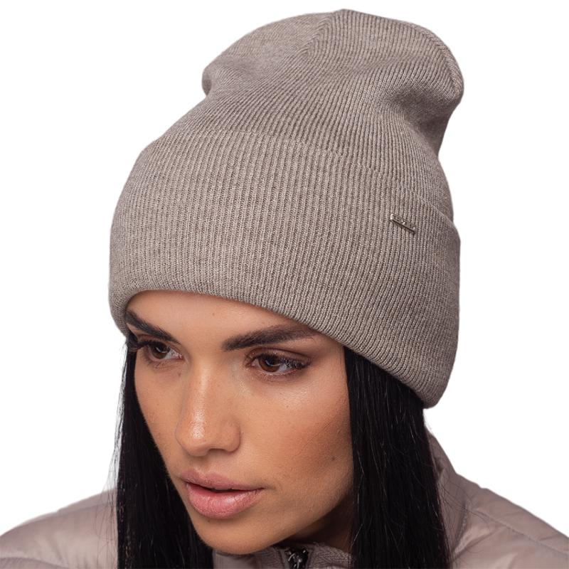 Шапка женская Leks ДОМИНО двойная с подворотом мелкой вязки One size Серый меланж (122722)