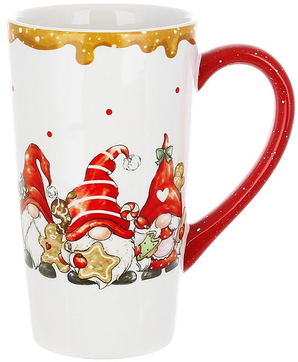 Чашка керамическая высокая гномы с пряниками 550 мл