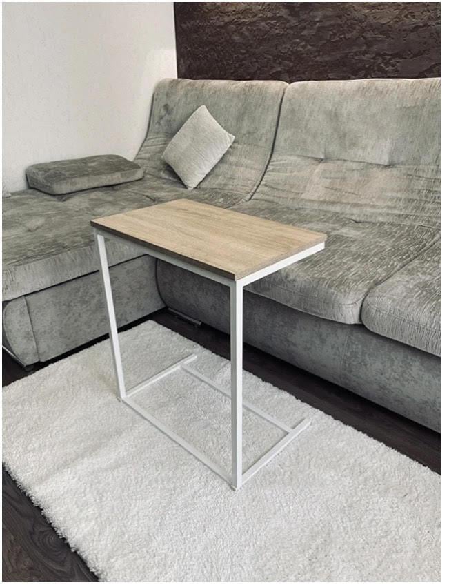 Столик компьютерный приставной кофейныйа Kompred OL166/2 Белый/Дуб саном