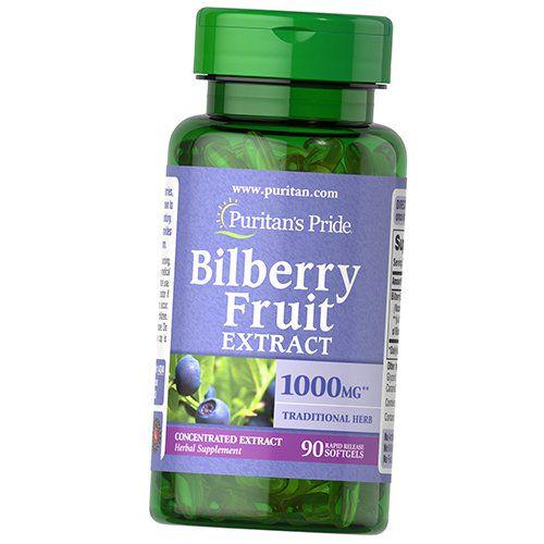 Экстракт черники Bilberry Fruit Extract 1000, Puritan's Pride 90 гел. капс. (71367013)