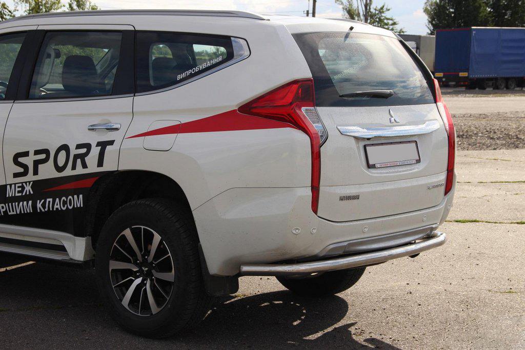 Задняя защита AK005 CAN для Mitsubishi Pajero Sport 2015- гг. нержавеющая сталь Хром