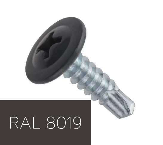 Саморез по металлу с буром 4,2х16 мм RAL 8019 (31802684)