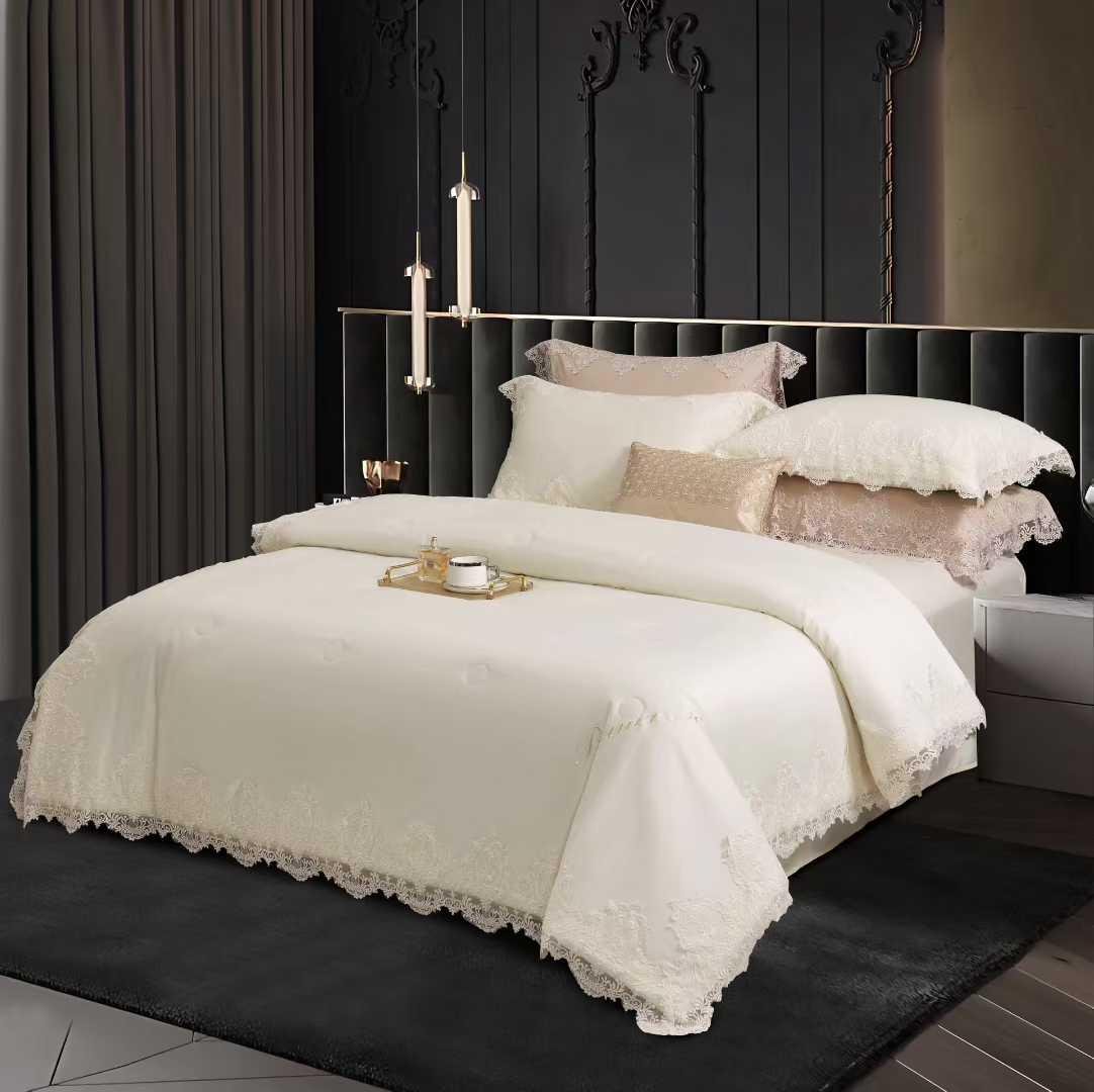 Комплект постільної білизни з ковдрою з мереживом євро (70129) - фото 1 Комплект постільної білизни з ковдрою з мереживом євро (70129) - фото 1