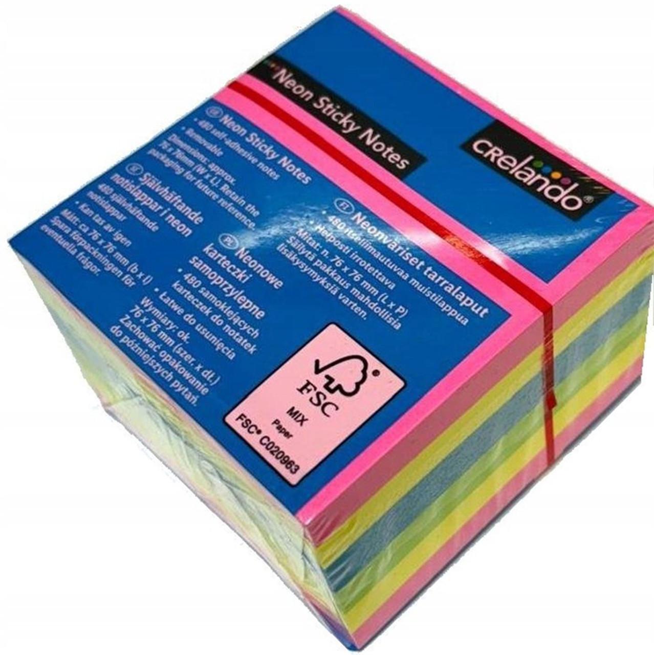 Стікери самоклейні Crelando неонові 75x75 мм 480 арк. (2858816990)