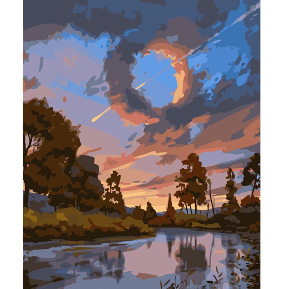 Картина по номерам Strateg Премиум Падающая звезда над рекой 40x50 см (GS578)