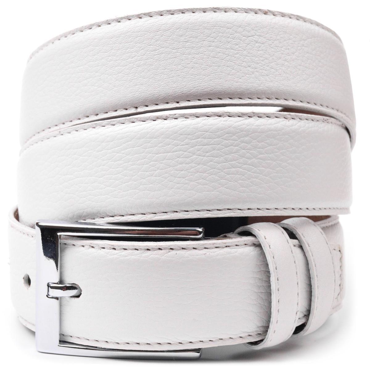 Ремень мужской брючный Karya Belt 21394 из натуральной кожи флотарий Белый
