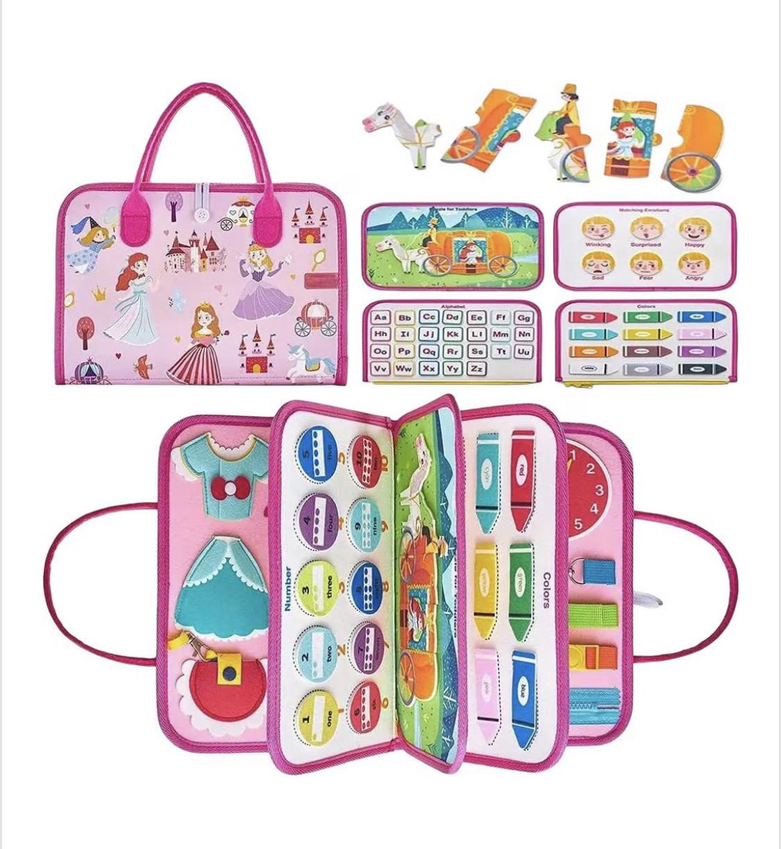 Папка-бизиборд фетровая развивающая игра по методике Монтессори Розовый (2662972817) - фото 4 Папка-бизиборд фетровая развивающая игра по методике Монтессори Розовый (2662972817) - фото 4