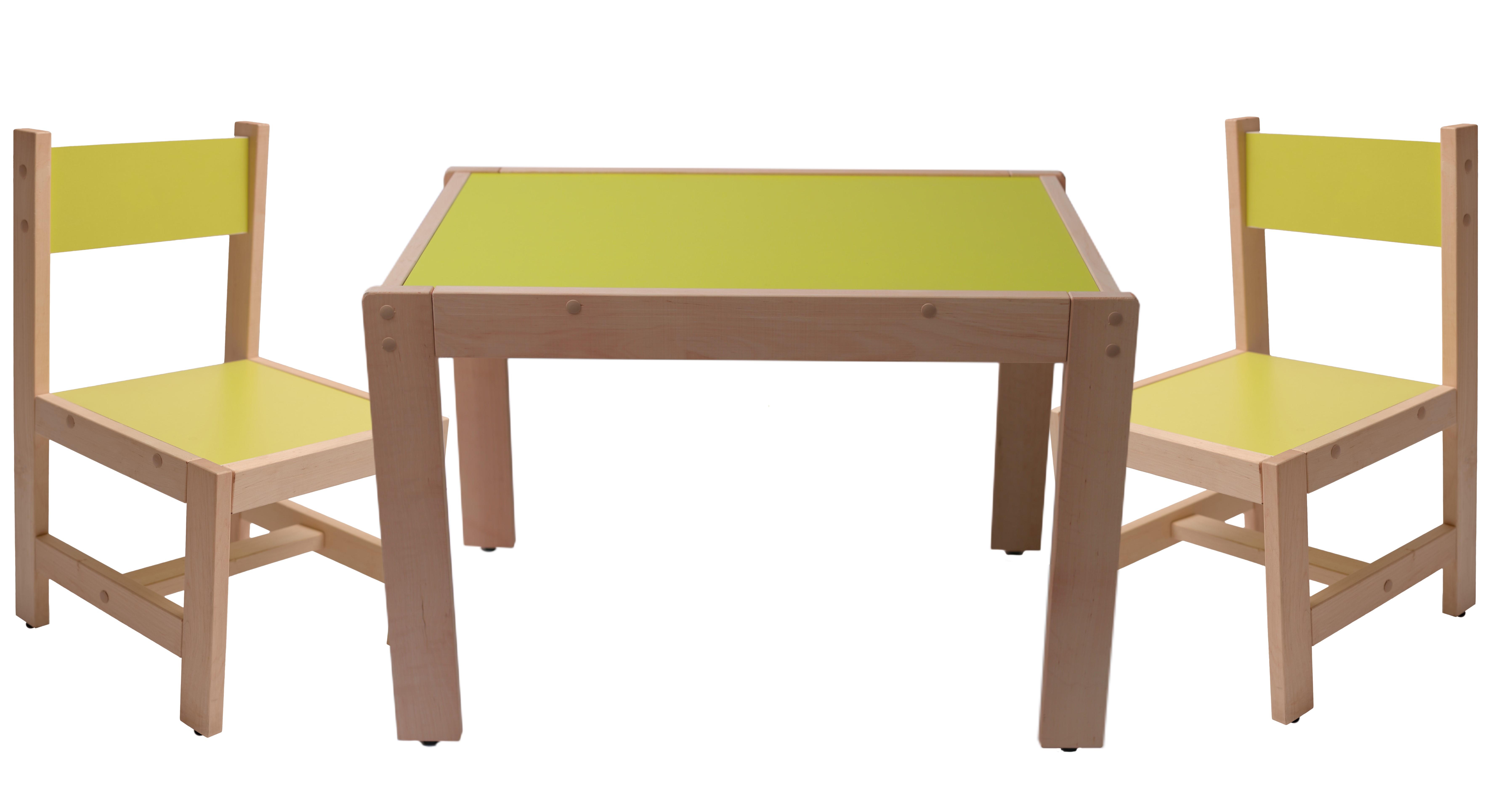Стіл і два стільчики дитячі натуральне дерево бук Салатовий (4339-3)
