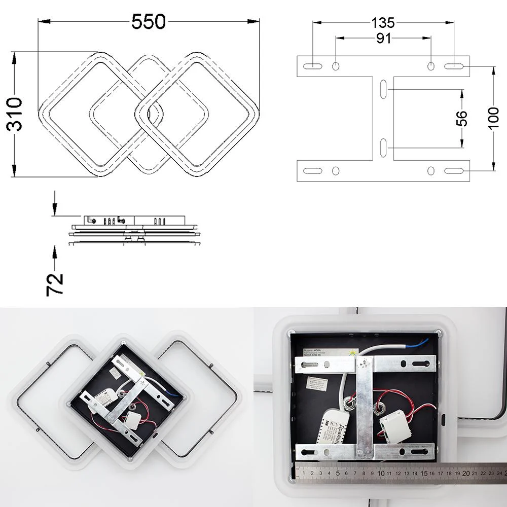 Люстра ESLLSE MOKA 3S 62 Вт 550x310x72 мм Чорний (10565) - фото 7