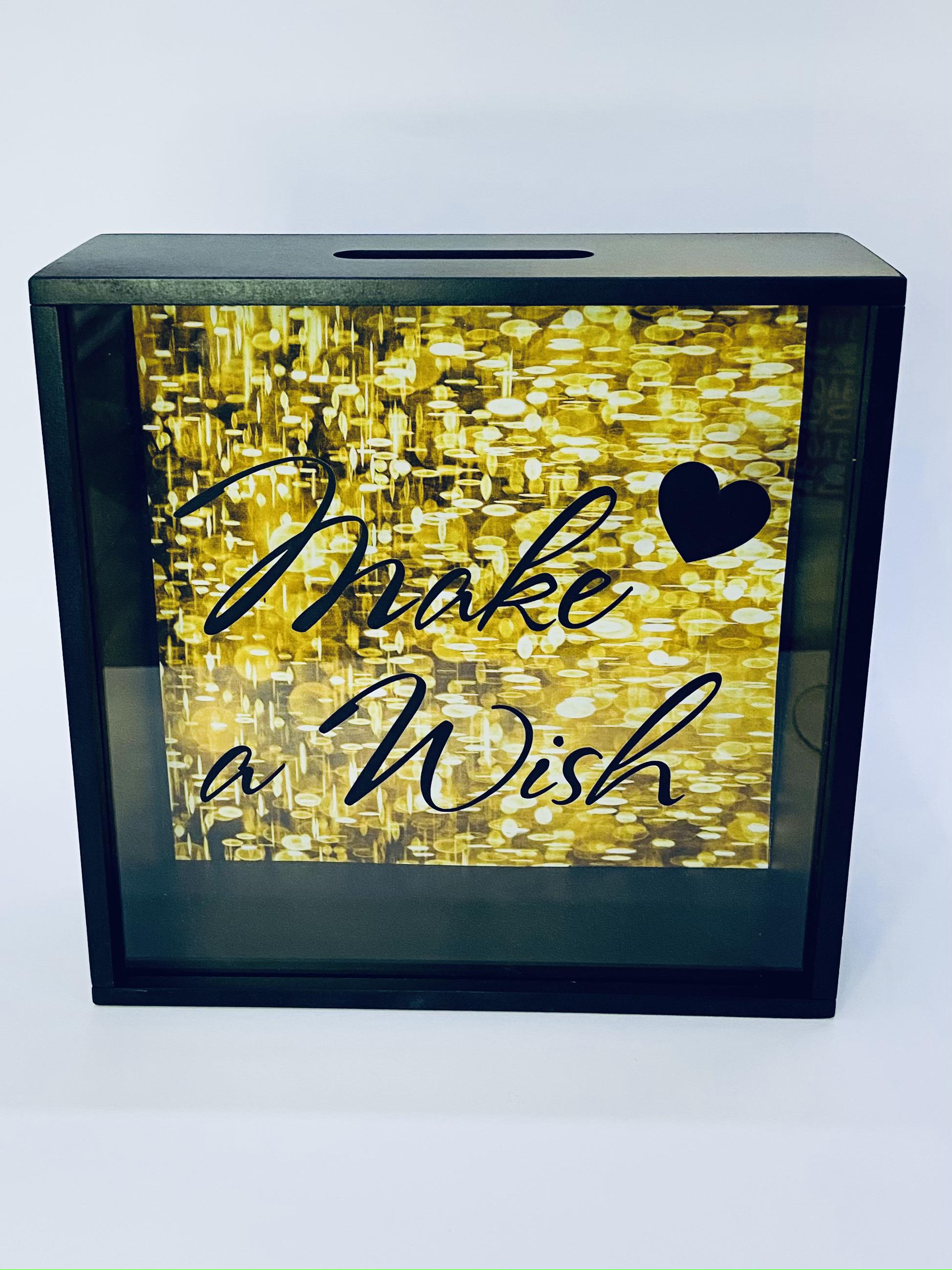Копилка деревянная "Make a Wish" 25х25х8 см Черный (X-117)