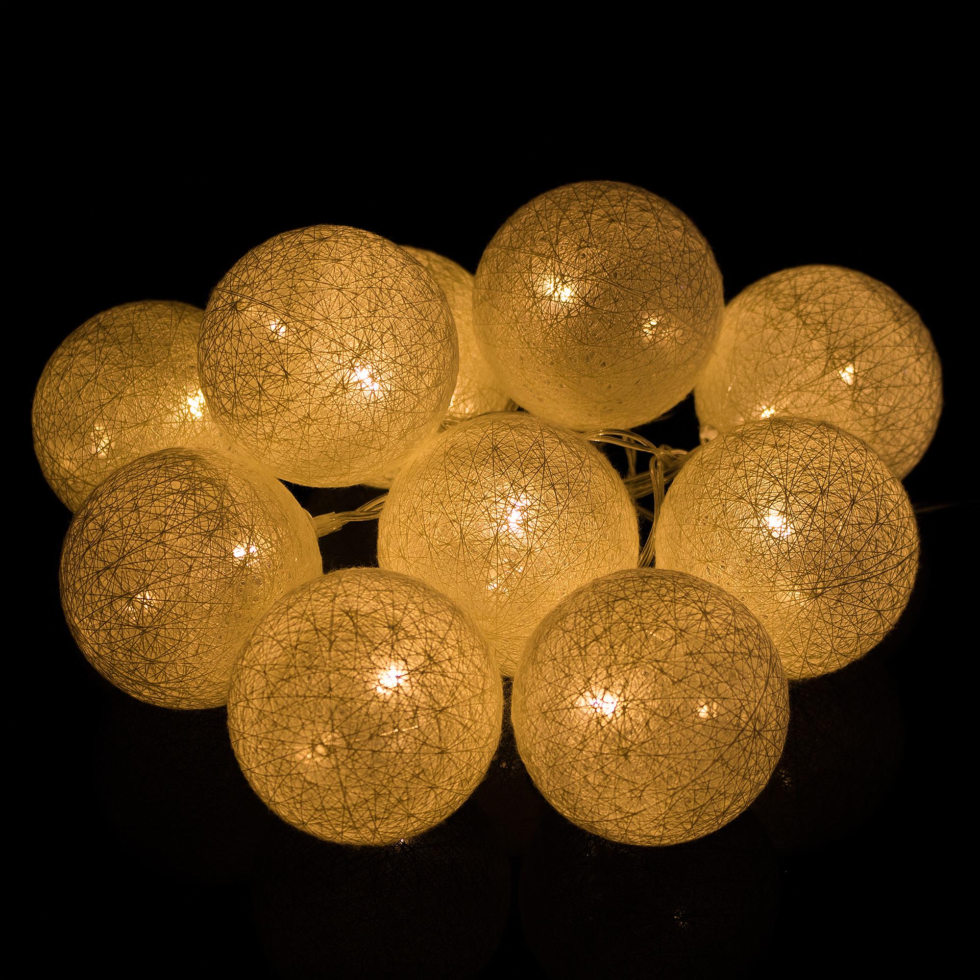 Гирлянда Springos Cotton Balls 2 м 10 LED на батарейках Warm White (CL0032)