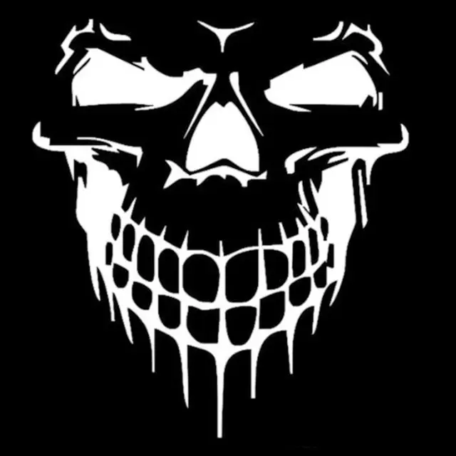 Наклейка 3D Череп на логотип авто і мото стиль Білий (70275)