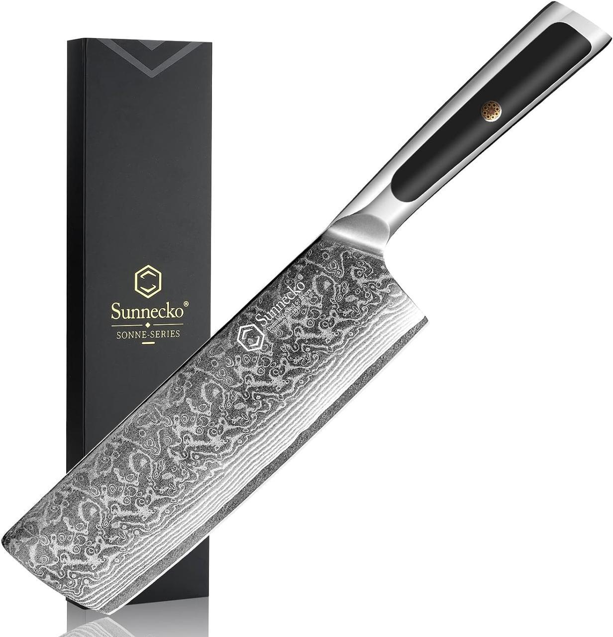 Ніж кухонний Накірі Sunnecko Damascus з твердою ручкою для домашньої кухні Ніж кухонний Накірі Sunnecko Damascus з твердою ручкою для домашньої кухні