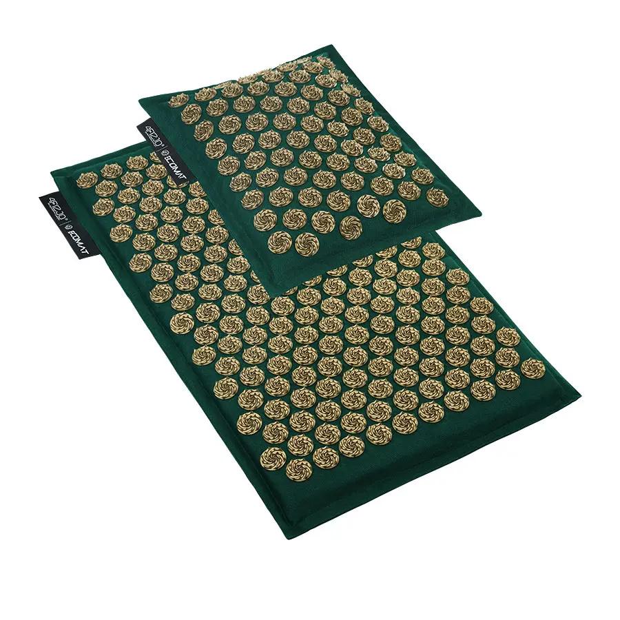 Коврик акупунктурный с подушкой 4FIZJO Eco Mat Аппликатор Кузнецова 68x42 см 4FJ0251 Green/Gold - фото 2