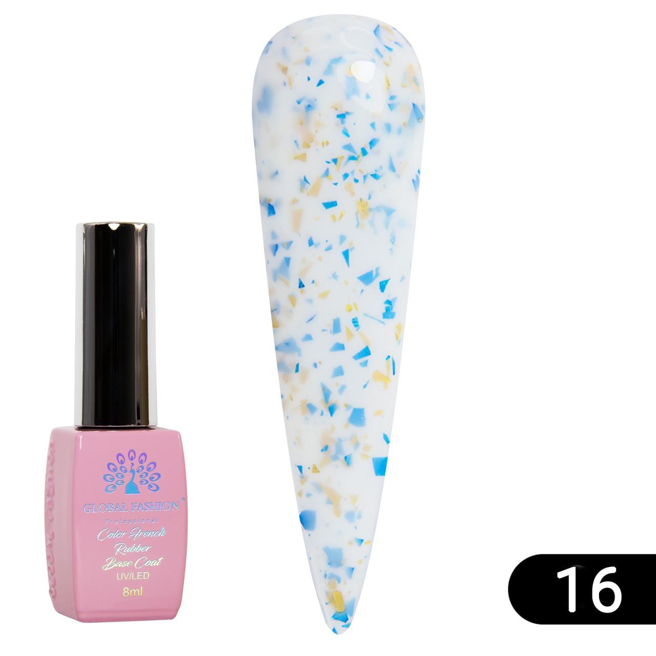 База для гель-лака каучуковая камуфлирующая Global Fashion Opal с талью № 16 8 мл