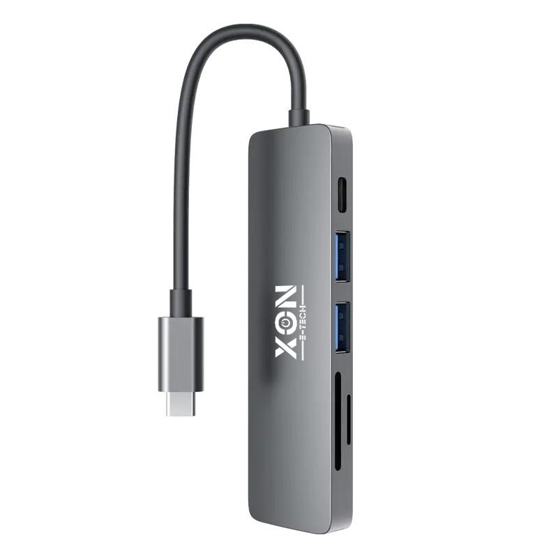 USB-хаб XON SmartHub 6в1 Сірий (UHCHP062322G 5139) - фото 1