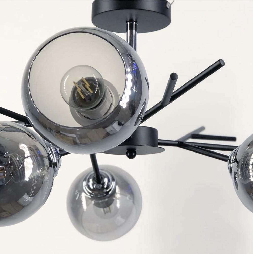 Люстра потолочная на 8 графитовых плафонов Черный (088/8) - фото 2