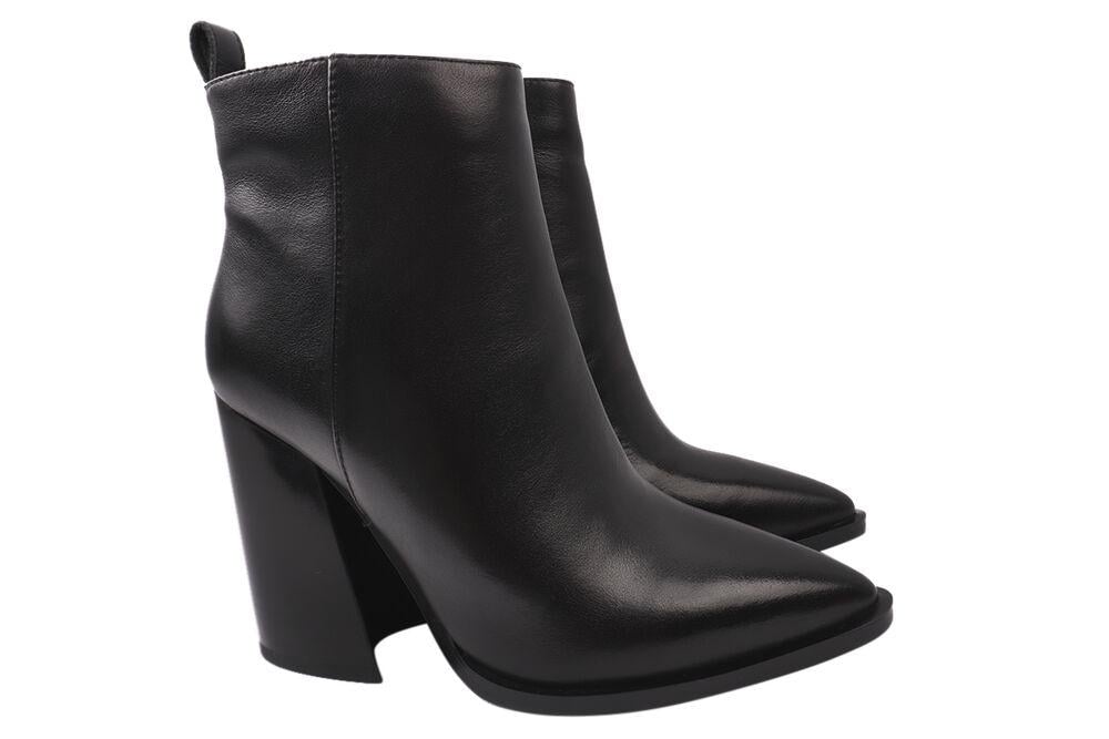 Ботильоны женские Farinni из кожи на большом каблуке р. 36 Черный (122-21/22DH)