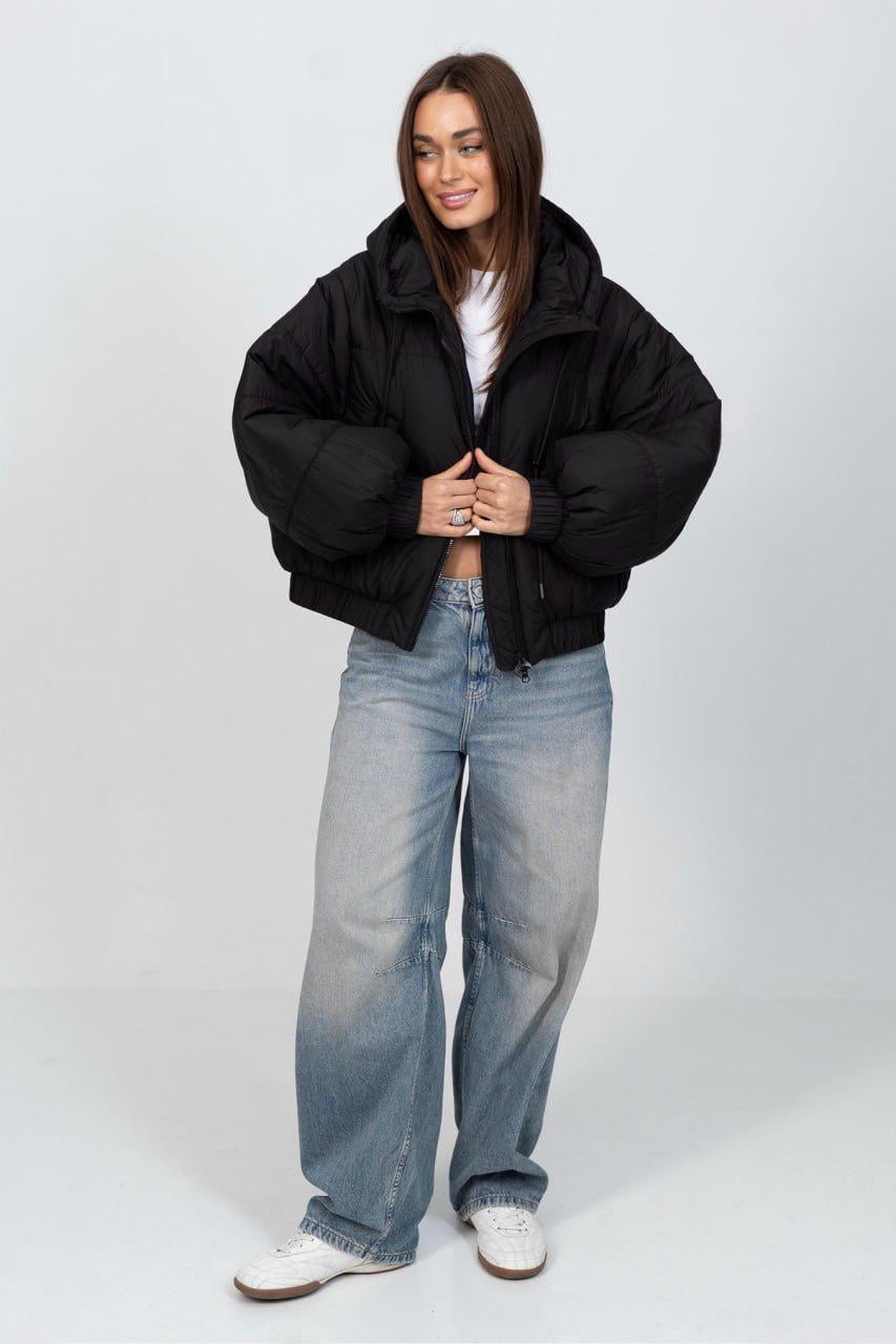 Куртка женская молодежная oversize M Черный (33298381)
