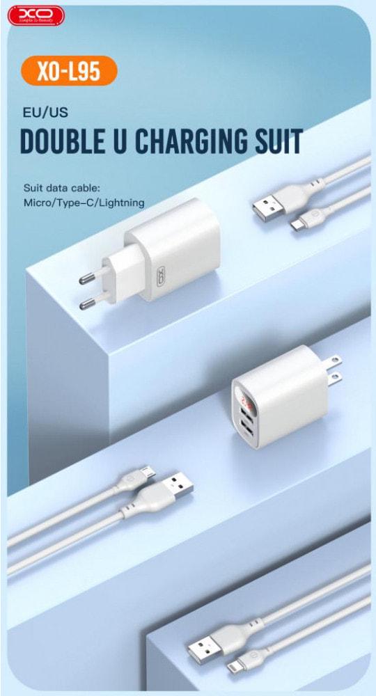 Устройство зарядное Xo L95 2 USB 2,4A кабель Type-C White (36836) - фото 4 Устройство зарядное Xo L95 2 USB 2,4A кабель Type-C White (36836) - фото 4