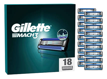 Змінні картриджі для гоління чоловічі Gillette Mach3 касети 18 шт.