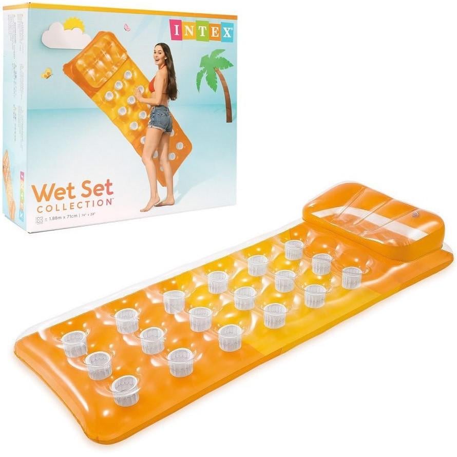 Надувной матрас Intex 58890 с подголовником Желтый (28444257)