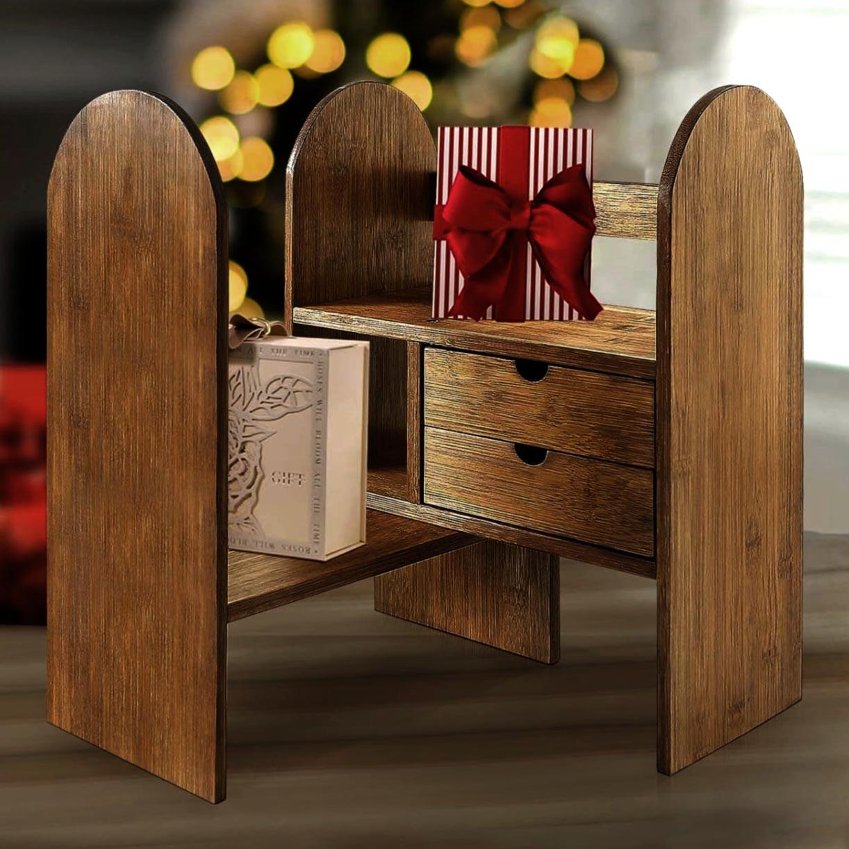 Полка-надстройка настольная из дерева Эльморай корица (АКД-005333)