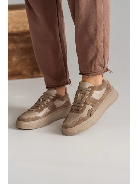 Кеды женские кожаные с бежевыми замшевыми вставками р. 36 23,5 см Коричневый - фото 3 Кеды женские кожаные с бежевыми замшевыми вставками р. 36 23,5 см Коричневый - фото 3