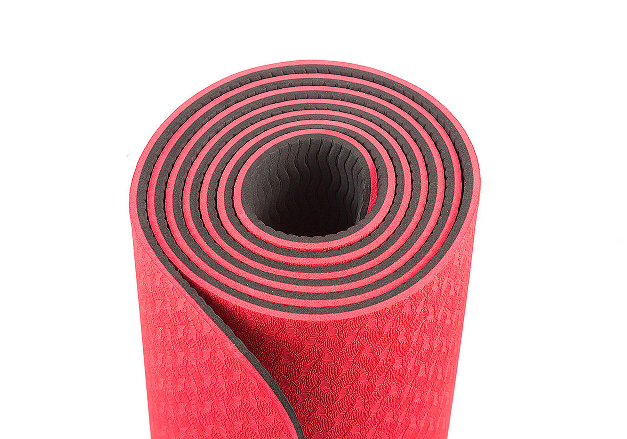 Коврик для йоги EasyFit TPE+TC 183х61 см с чехлом Красный/Черный (EF-RB6) - фото 2 Коврик для йоги EasyFit TPE+TC 183х61 см с чехлом Красный/Черный (EF-RB6) - фото 2