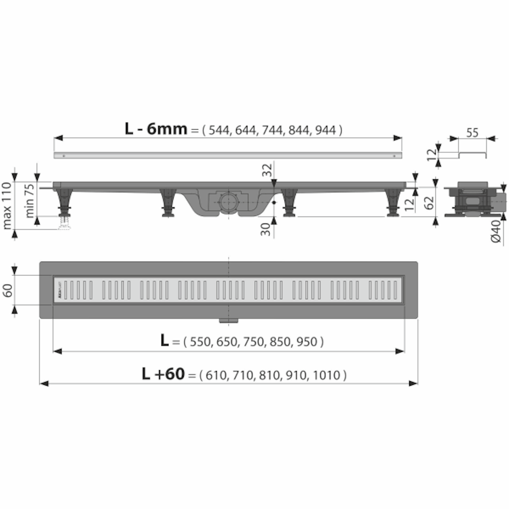 Трап сливной Alca Plast APZ12-950 (SW-49976) - фото 3