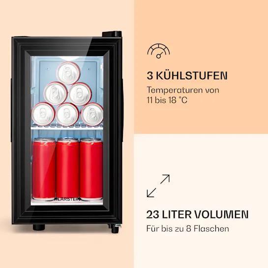 Холодильник-вітрина KLARSTEIN Brooklyn 23 Slim Fridge LED міні-бар 23 л Чорний (10039904) - фото 2