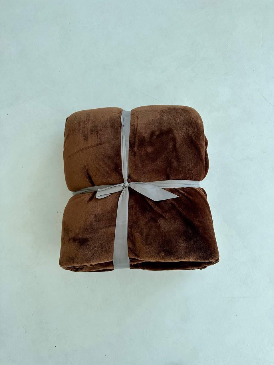 Плед овчина велюр подвійний 200х230 см Коричневий (Д-al-ovchina-pled-003-01)