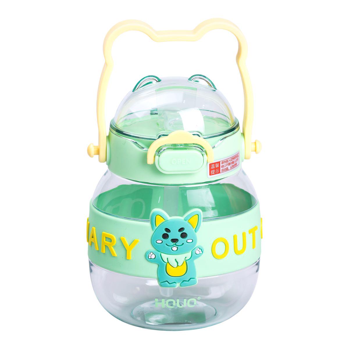 Пляшка для води дитяча з трубочкою з ручкою та ремінцем 580 мл Зелений (6752) - фото 3 Пляшка для води дитяча з трубочкою з ручкою та ремінцем 580 мл Зелений (6752) - фото 3