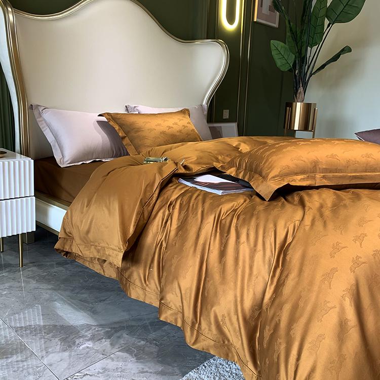 Комплект постільної білизни євро 2 жаккард коні Гірчичний - фото 4 Комплект постільної білизни євро 2 жаккард коні Гірчичний - фото 4