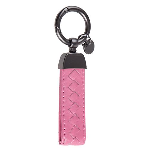Брелок кожаный длинный с плетением Розовый (00000051036)