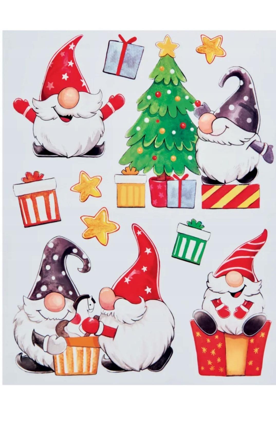 Новогодние наклейки на окна многоразовые Livarno Home Гномы 10 шт. 38х30 см (P1-00291)