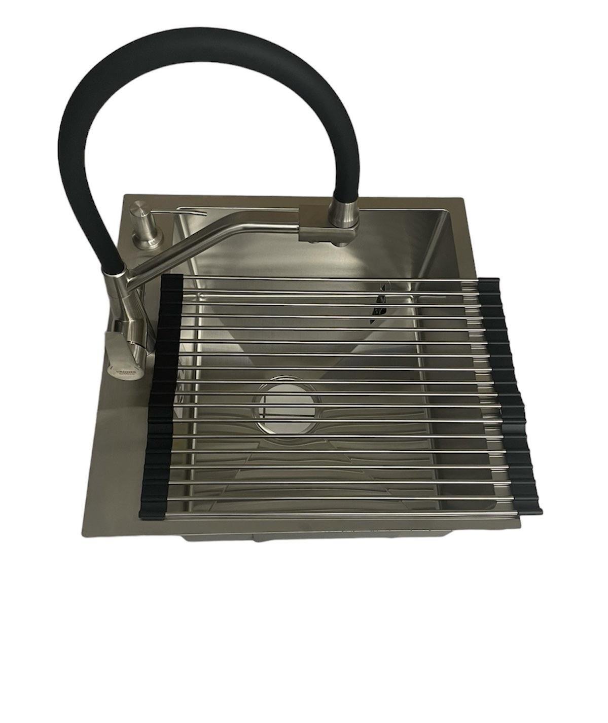 Мойка Luminex 5045/кран с подключением к фильтру Kroner ESG03817BLK из нержавеющей стали Серый