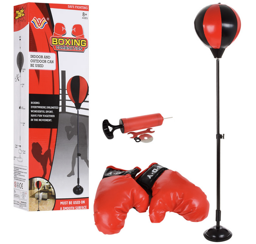 Боксерская стойка-груша напольная на подставке с перчатками и регулировкой высоты 102 см (Е500211)