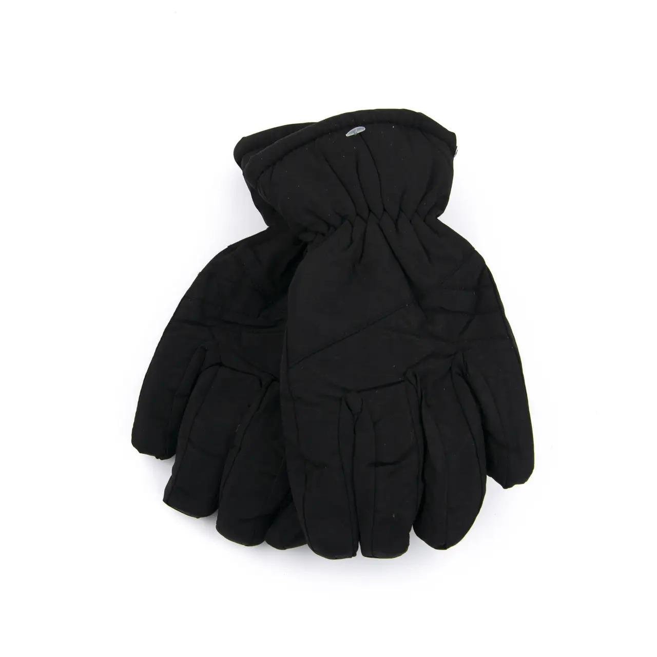 Детские перчатки болоневые лыжные на липучке с флисовой подкладкой Черный (23-12-59)