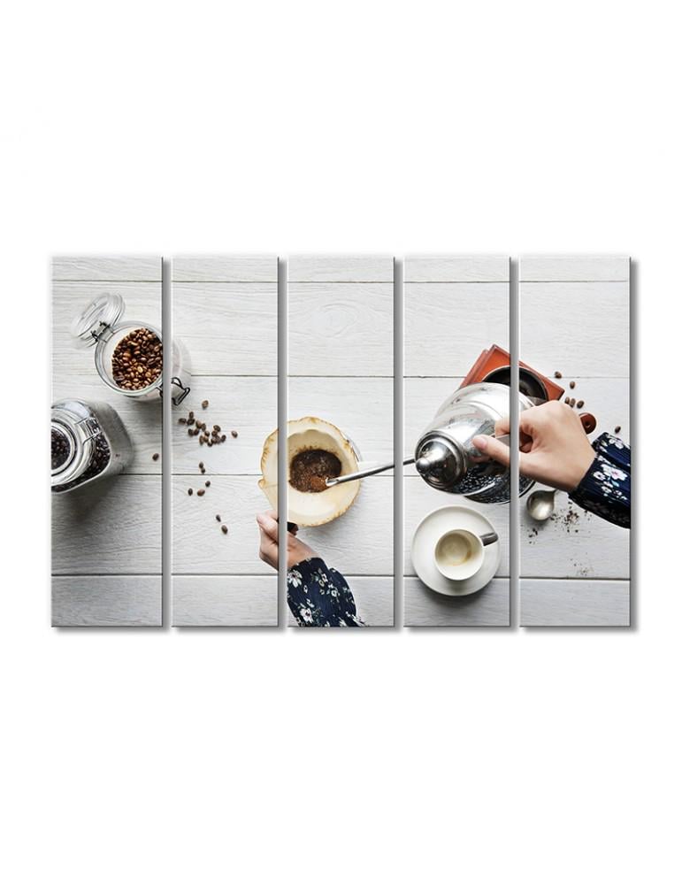 Картина модульная Процес заваривание кофе 5 модулей 70x105 см