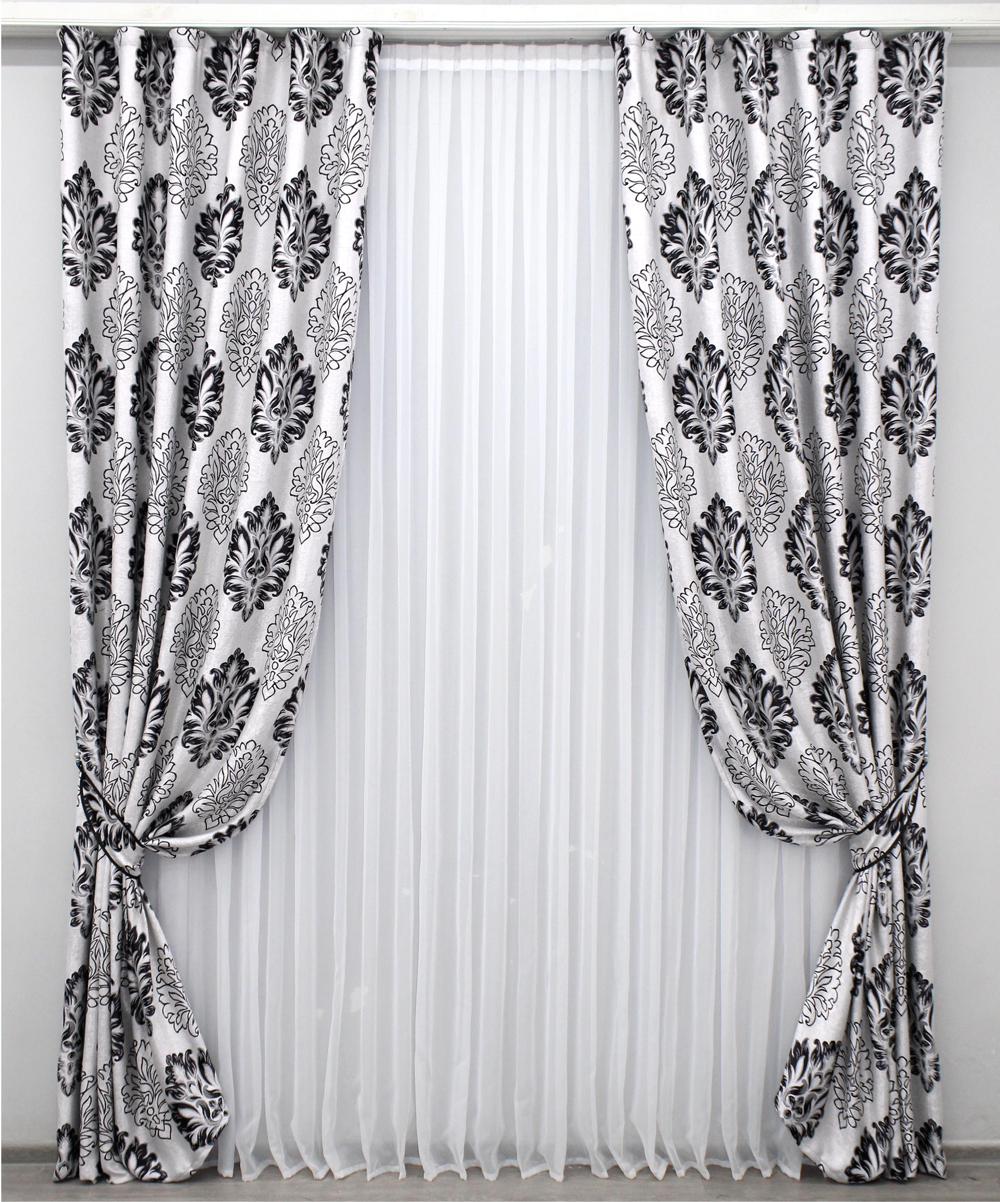 Комплект штор VR-Textil Корона № 1273ш Б 100х270 см 2 шт. Серый/Черный (31-532)