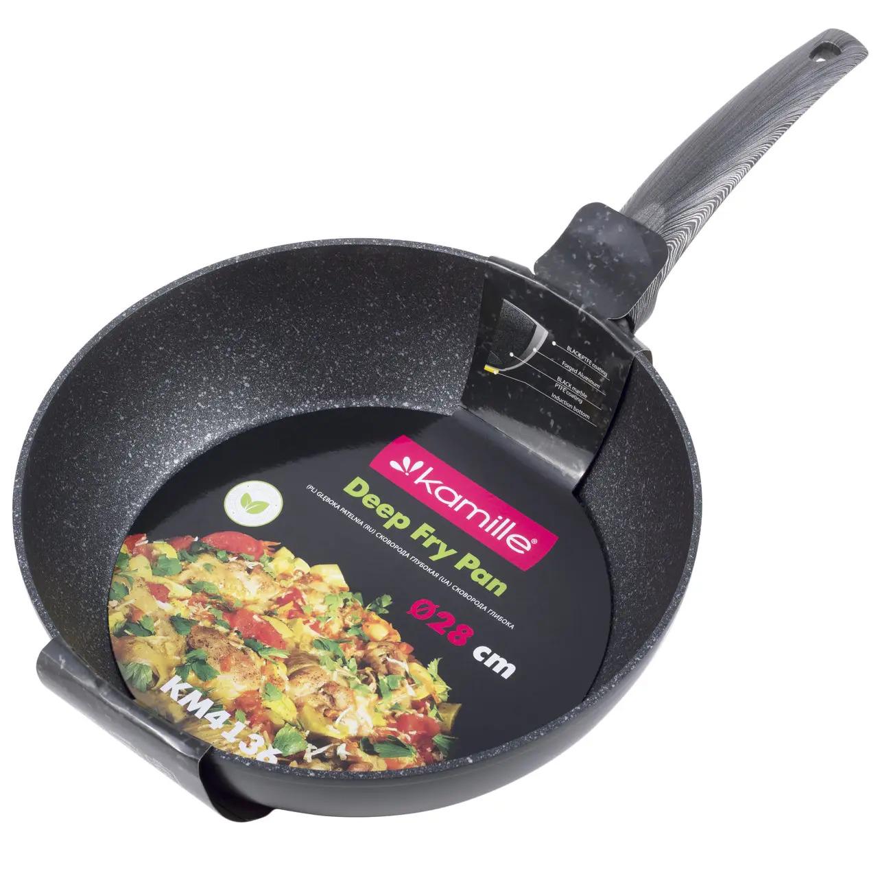 Сотейник Kamille из алюминия с антипригарным покрытием PTFE для индукции и газа 28 см (KM-4136)