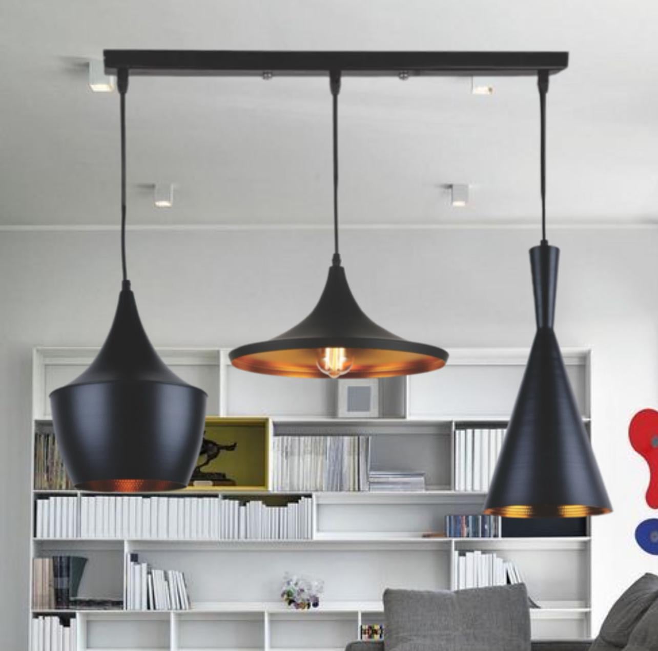 Люстра лофт із золотими всередині плафонами Чорний (54-6403-3 BK 700)