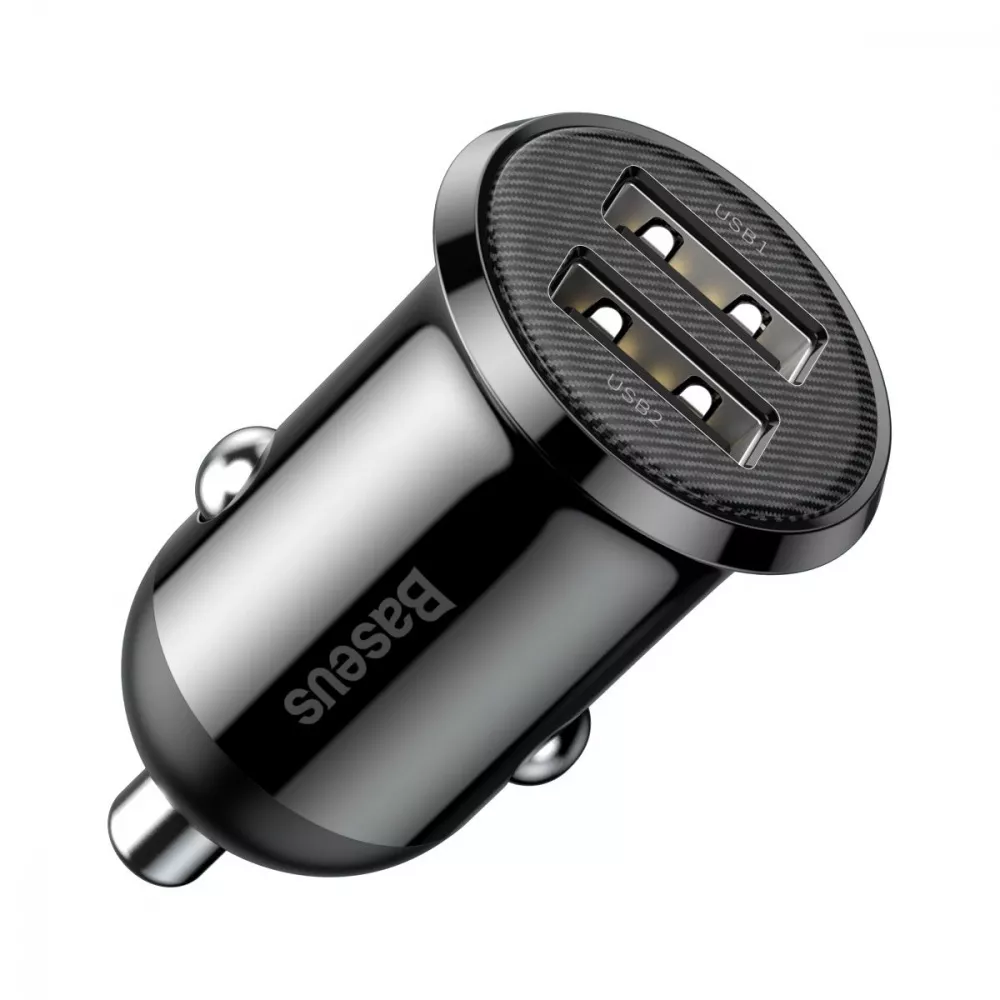 Автомобільний зарядний пристрій Baseus Grain Pro 4,8A 2xUSB Black - фото 1