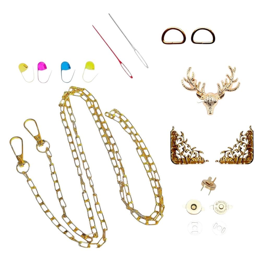 Набор фурнитуры для сумки Олень золотая фурнитура №1 (5049-1) Набор фурнитуры для сумки Олень золотая фурнитура №1 (5049-1)