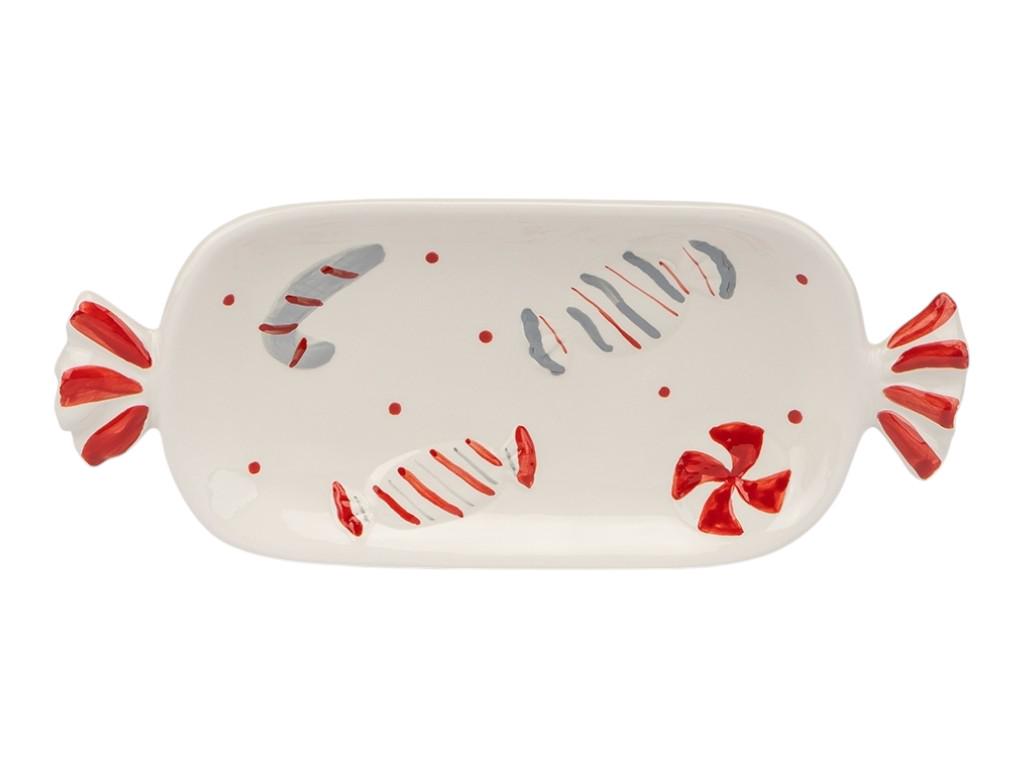 Новогодние конфеты керамическое 31,5 см Белый с красно-серым (150-81-6037-026)