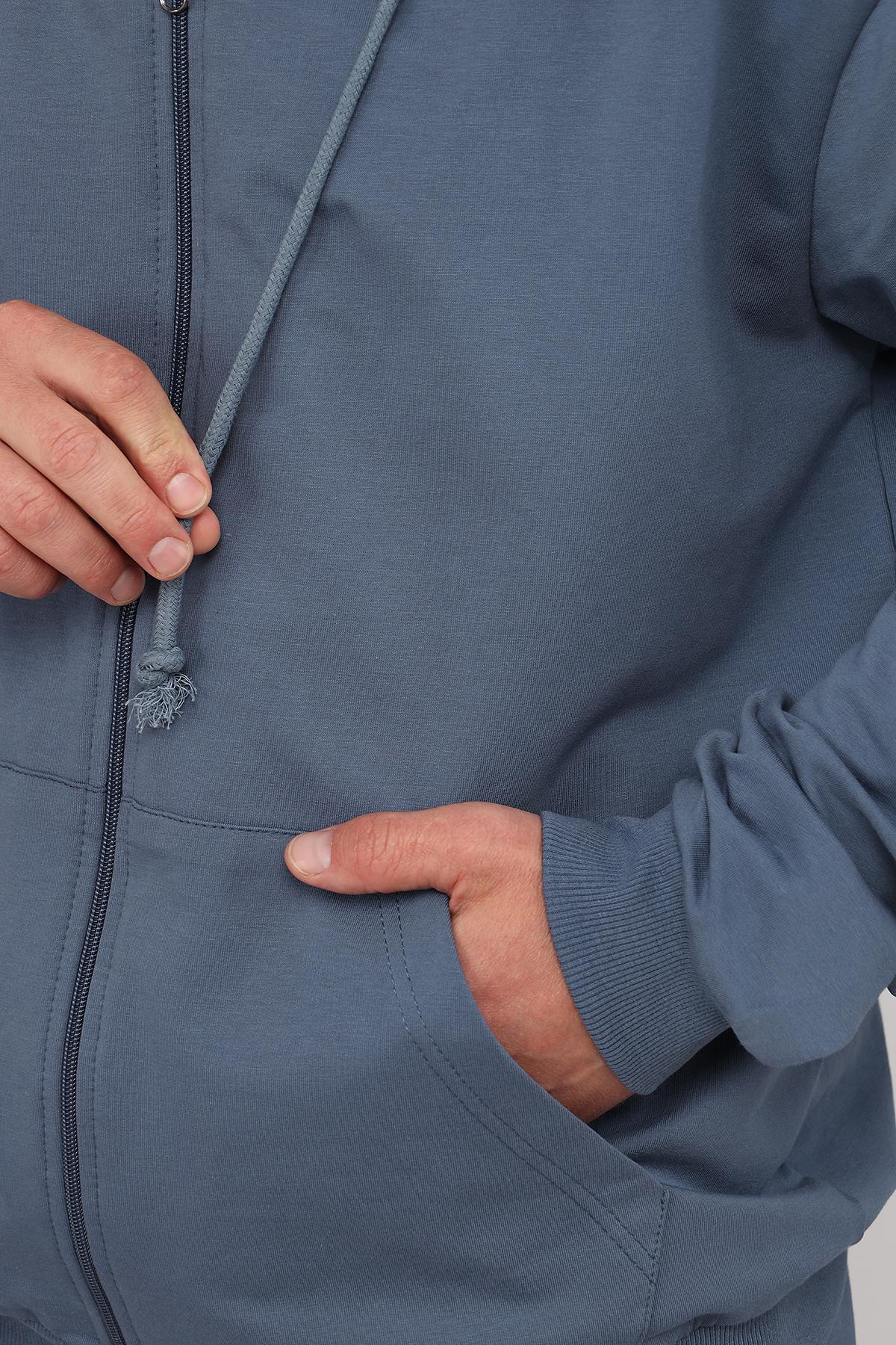 Толстовка чоловіча на блискавці ЦБ-00266206 р. 46 Синій (SKT001035270) - фото 3