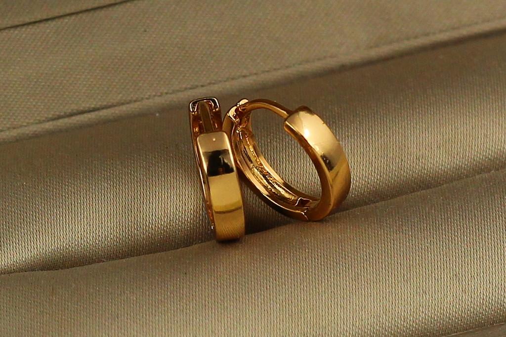 Серьги кольца Хuping Jewelry гладкие 1,3 см Золотистый (2496421586)