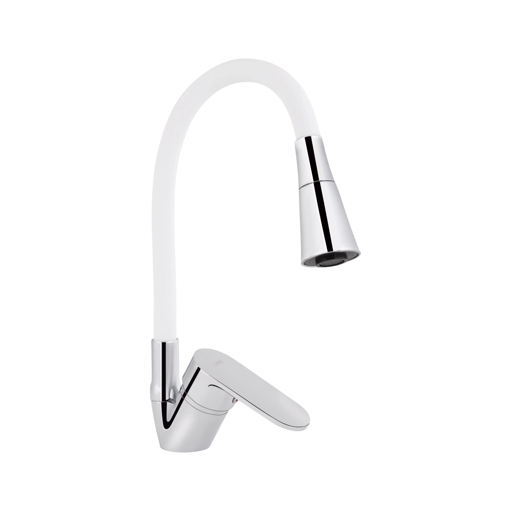 Смеситель для кухни Lidz Tani 008F3 с гибким изливом Chrome/White (37037)