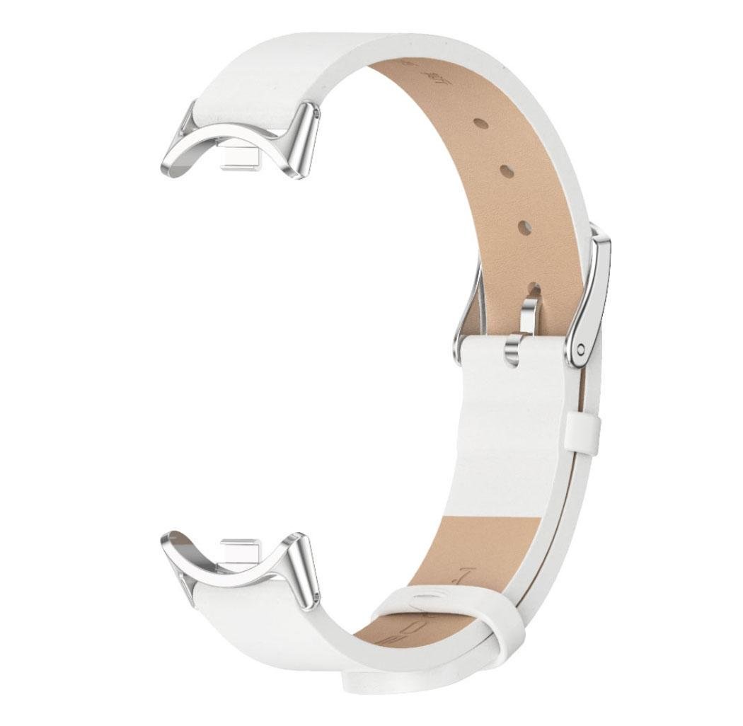 Ремешок кожаный Mijobs для фитнес браслета Xiaomi Smart Band 9 White/Silver (2388001134)